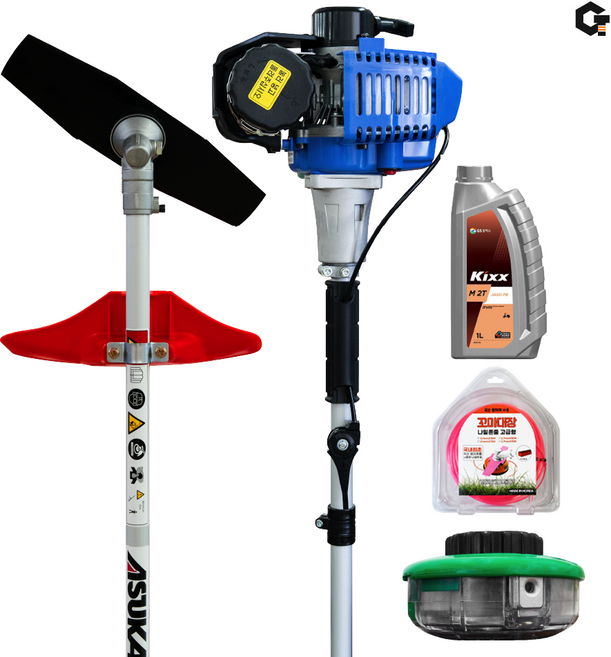 정품 신형 미쓰비시 메이키 LPG 부탄 가스 예초기 견착식 제초기 (이도날+나일론커터+엔진오일+20m국산나일론줄 포함), 1세트