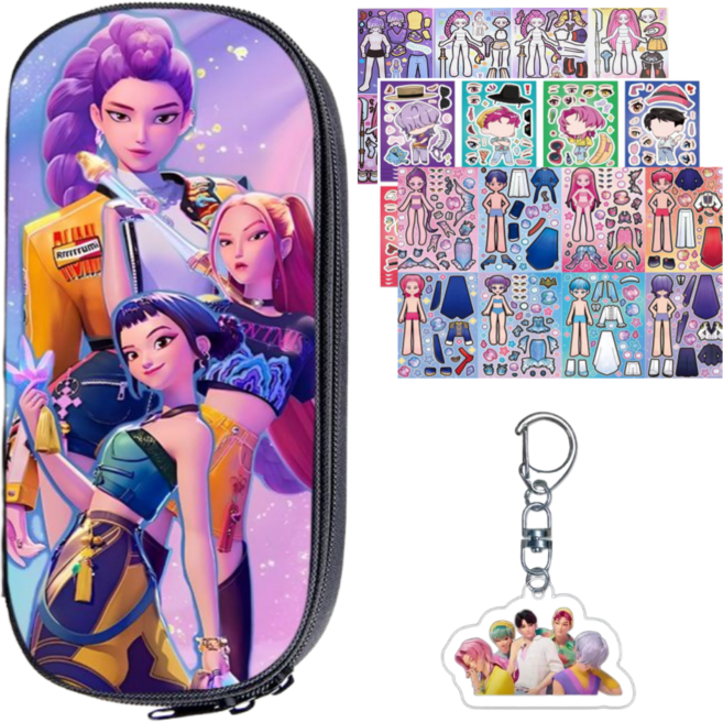 케이팝 데몬 헌터스 필통 코디 스티커 키링 문구세트 케데헌 굿즈 선물용, 옵션A, 1개