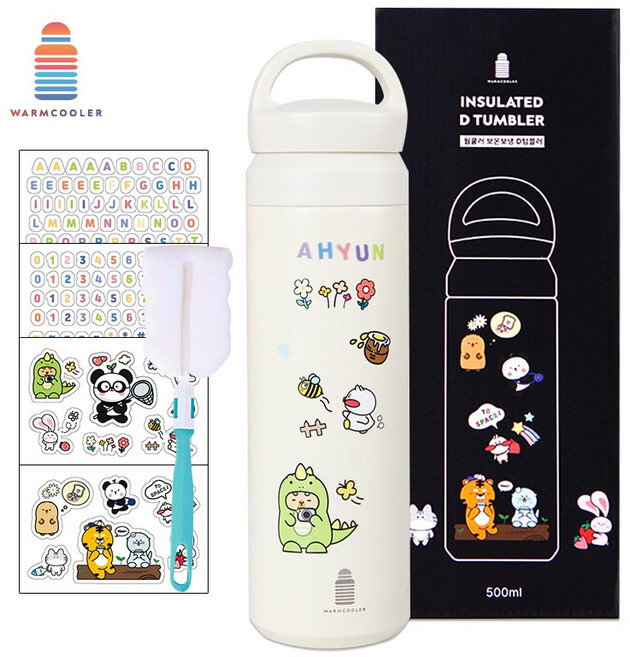 마마픽스 심플 스텐 텀블러 보온 보냉병, D텀블러-아이보리, 500ml, 1개