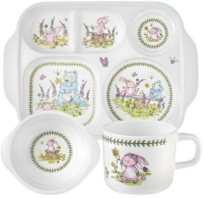 포트메리온 미니 토끼와 곰 식판 세트, ALL MIX, 식판 + 볼 + 머그, 4개