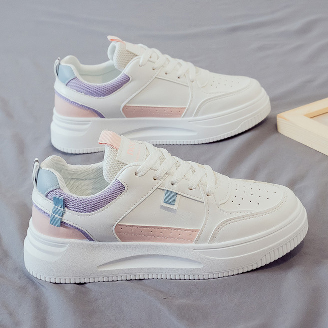 여성 가죽 화이트 키높이 스니커즈 3.5cm