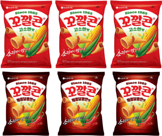 롯데제과 꼬깔콘 고소한맛 67g 3개 + 매콤달콤 67g 3개 (총6개), 6개