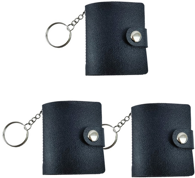 가죽 증사 바인더 3개 증명사진 보관 띠부씰 콜렉트북 미니 앨범 키링, 10매, 블랙