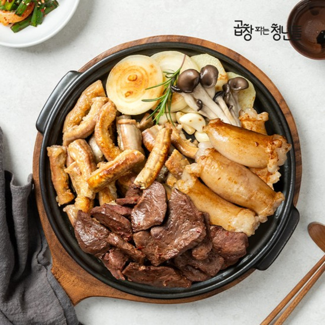 곱창파는청년들 실속세트 660g 1~2인(소곱창200g+한우대창230g+한우염통230g 소스포함), 없음, 1개