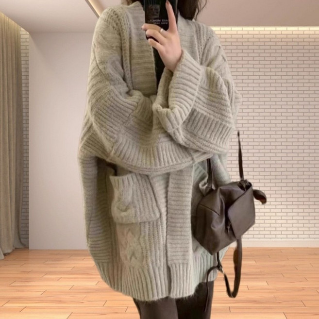 아이엠몽 여성 빅사이즈 루즈핏 니트 가디건