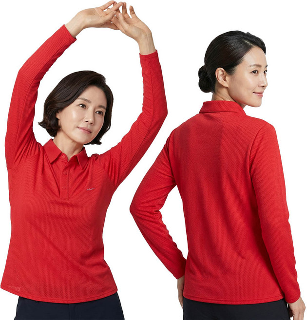 여성 여름 긴팔 카라 티셔츠 스판 아웃도어 쿨 아이스 등산티 상의 449