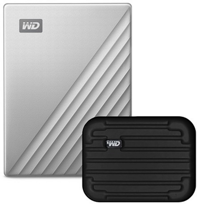 WD My Passport Ultra For Mac USB C 맥용 외장하드 + 파우치, 4TB, 실버
