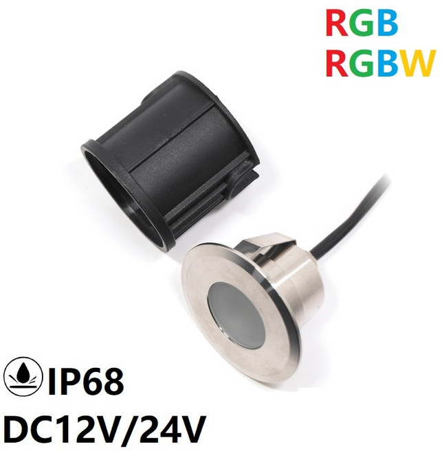 매립등 야외 방수 LED 램프 정원 데크 테라스 바닥 조명 RGB RGBW 매입형 내부 스폿 쇼트 12V 24V IP68 스테인리스 스틸, 1개, 13.Cold White  DC12V D42mm 2W