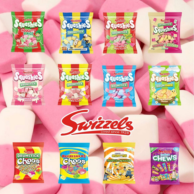 영국 스위즐스 스쿼시스 드럼스틱 스쿼시 젤리 12종세트 혼합세트, 12개, 110g