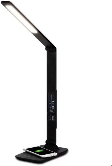 프리즘 데스크램프 고속무선충전 LED스탠드 PL-3950, 블랙