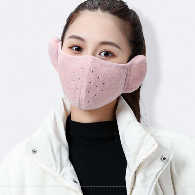 데일리공감 일체형 안면 귀마개 마스크 야외 활동 바이크 자전거 스키 등산 필수품, 핑크, 2개