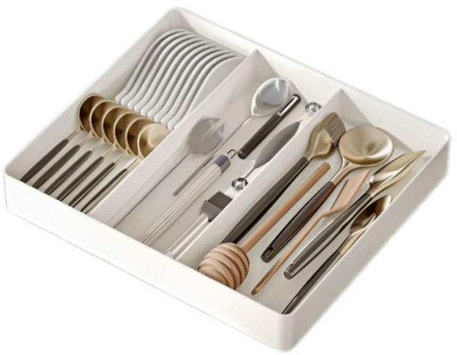 수저 정리함 소형 모듈 싱크대 서랍 주방 조리도구, 클리어화이트, 1개