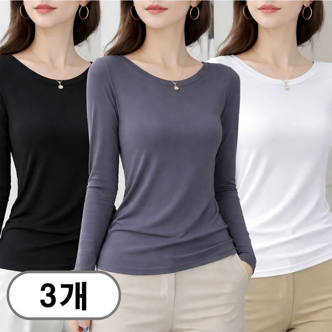 차쿠 1+1+1 여성 기본 티셔츠 실켓 기본 라운드 티셔츠