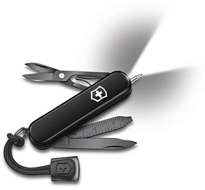 VICTORINOX (빅토리 녹스 시그니처 라이트 오닉스블랙 칼 방재 용품 볼펜 LED라이트 부착 7기능을 탑재한 스위스제 멀티툴 국내 정품 0.6226.31P, 1개