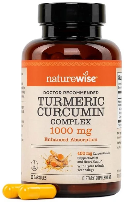 초흡수를 위한 수용성 기술이 적용된 네이처와이즈 엑스트라 스트렝스 강황 커큐민 1000mg - 면역 지원을 커큐미노이드 400mg 비 변형식품 60캡슐 [30일 공급], 1개 - 쿠팡