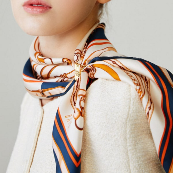 [백화점 정품] 닥스 DCSC3E701 [닥스 DAKS GIFT][SILK100 ]네이비 DD체인 스카프 링 세트