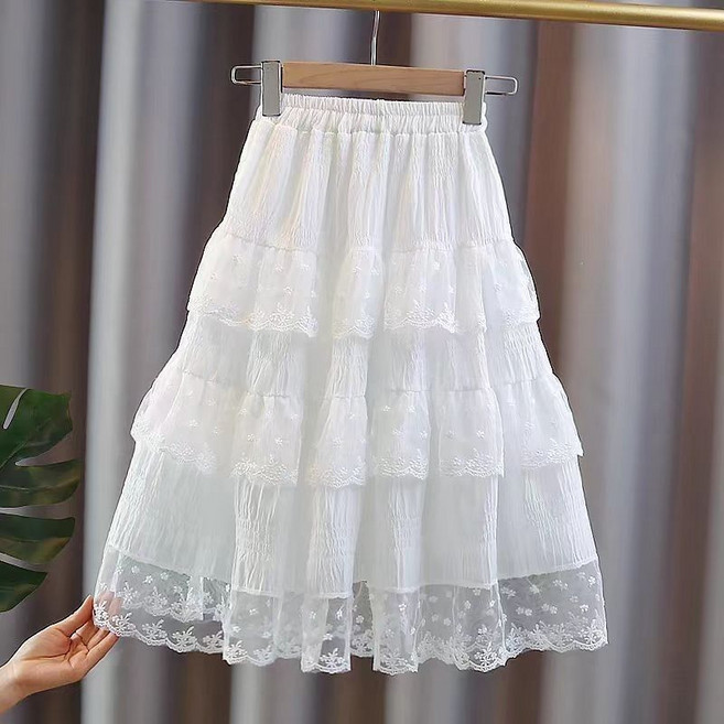 해피유통어린이 봄 여름 레이스 레이어드 미니 스커트 사랑스러운 공주 스커트14세 이상 XG03