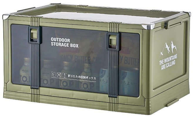 YEAAYE 캠핑용 접이식 폴딩 커버 수납 박스 대형, 그린, 1개, 1단