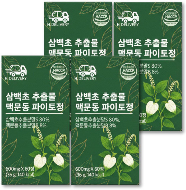 H.DELIVERY 삼백초 추출물식약청인증 100% 국산삼백초 파이토 정, 4박스, 60정