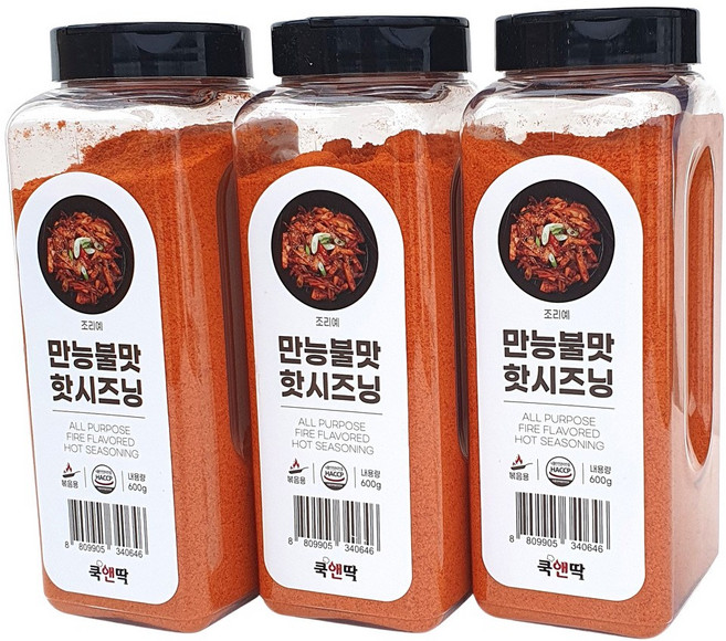 새마원 쿡앤딱 만능 불맛 핫시즈닝분말 600g 불닭 매운맛 양념 가루 향신료, 3개