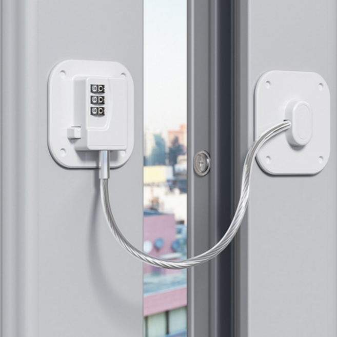 무타공 다용도 냉장고 서랍 수납장 비밀번호 안전잠금장치, 화이트, 1개