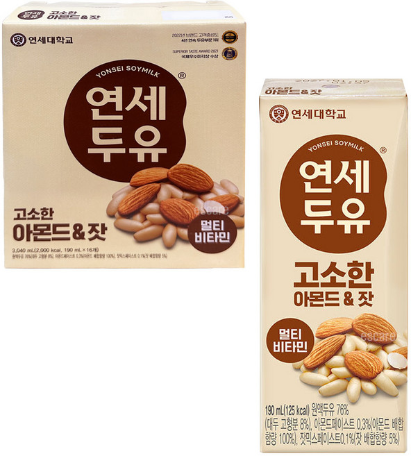 연세 고소한 두유 아몬드&잣, 190ml, 16팩
