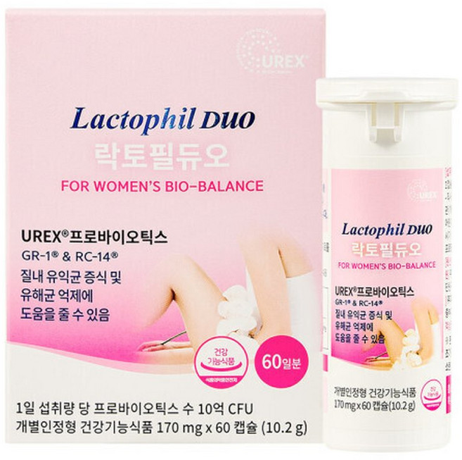 2개월분(60캡슐) 국내 여성 질 건강 유산균 락토필듀오, 60정, 1개