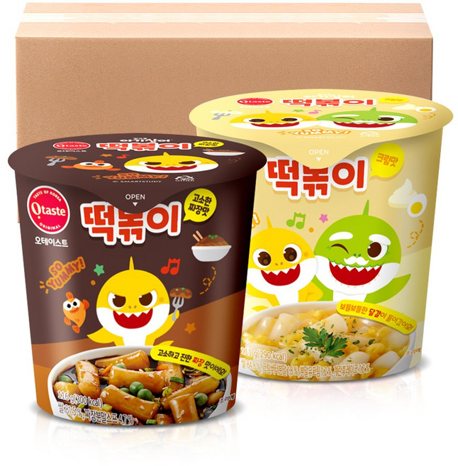 핑크퐁 아기상어 떡볶이 혼합 12개 (짜장맛 6 + 크림맛 6), 1개