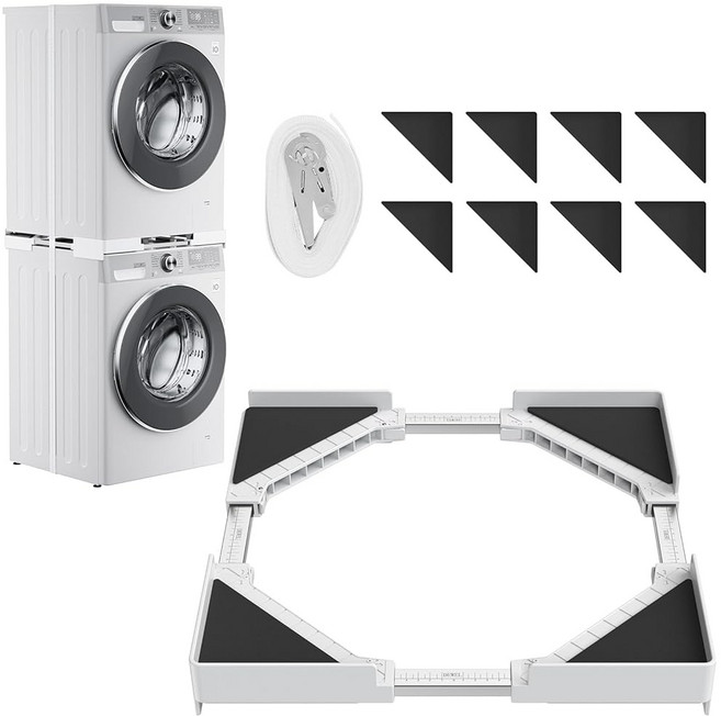 건조기 선반 세탁기 거치대 LG 삼성 드럼 무타공 직렬설치 스태킹 키트, 1개, J022-JS-XHJ-WH