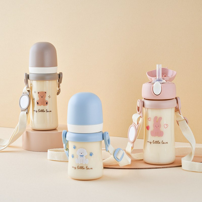 에디슨 리틀러브 PPSU 빨대컵 + 어깨끈 SET, 베이지 EL1967 + 어깨끈 ES0939, 1세트, 250ml