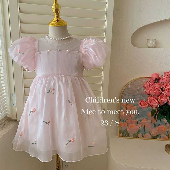 女童連衣裙 公主裙 紗裙 夏季新款 翅膀禮服 泡泡袖公主裙 90-150cm