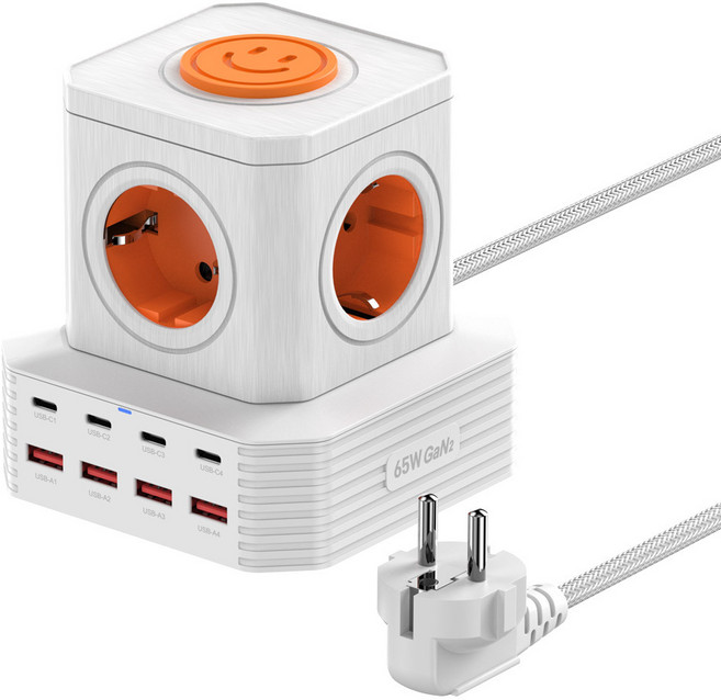 UM2 C타입 PD 65W 8포트 충전 타워형 4000W 5구 멀티탭, 2m, 화이트, 1세트