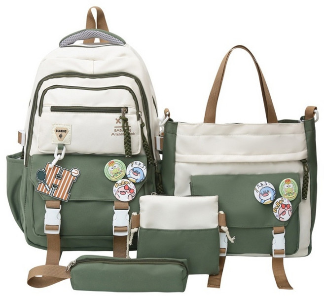 스토리원 남녀공용 4종세트 학생 책가방 백팩 뱃지세트 U-SSBG043