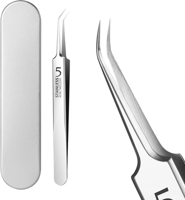 하루하다 전문가용 아크네 피지 핀셋 초정밀 미세 집게 3종 중 택1 모공 인그로운 블랙헤드, 1개, L자핀셋 1개 - 쿠팡