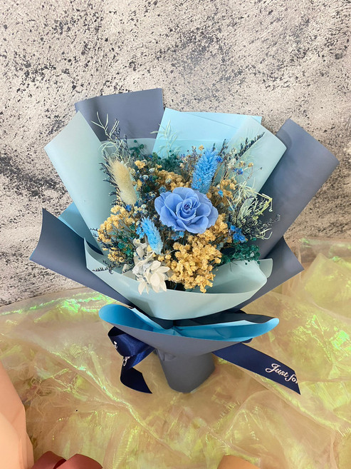 永生玫瑰乾燥花束, 藍色系