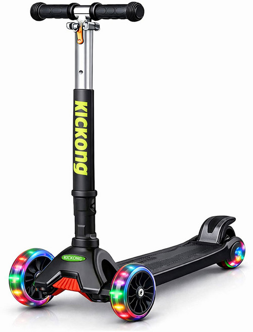 유아 킥보드 3발 LED 어린이 접이식 높이조절 안정형 초등선물 씽씽카 킥콩, 검정