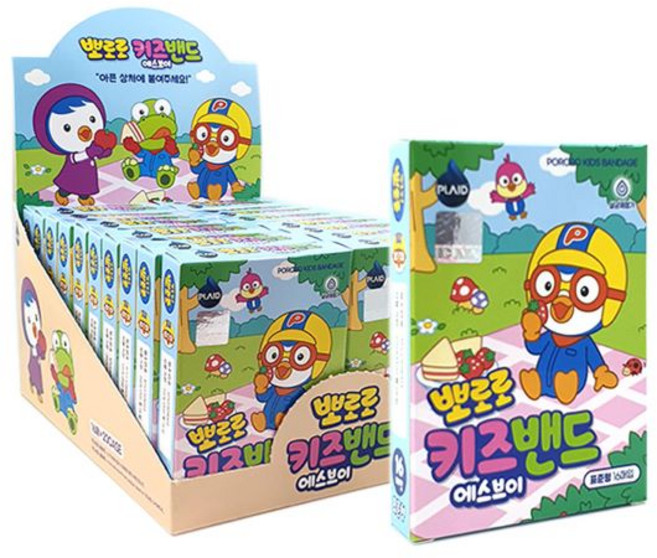 뽀로로 키즈 밴드 16매입 2개/표준형 혼합형밴드/상처보호/뽀로로밴드