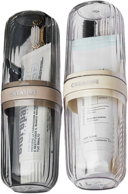 피어나다 튼튼한 여행용 투명 칫솔케이스 휴대용 1+1, 투명코팅