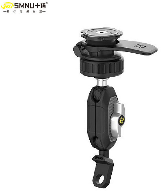 SMNU 라이더굿즈 램마운트 쿼드락 스타일 가드댐퍼 퀵카드 VER2 오토바이 자전거 충격흡수 핸드폰 거치대, 사이드미러형, 블랙