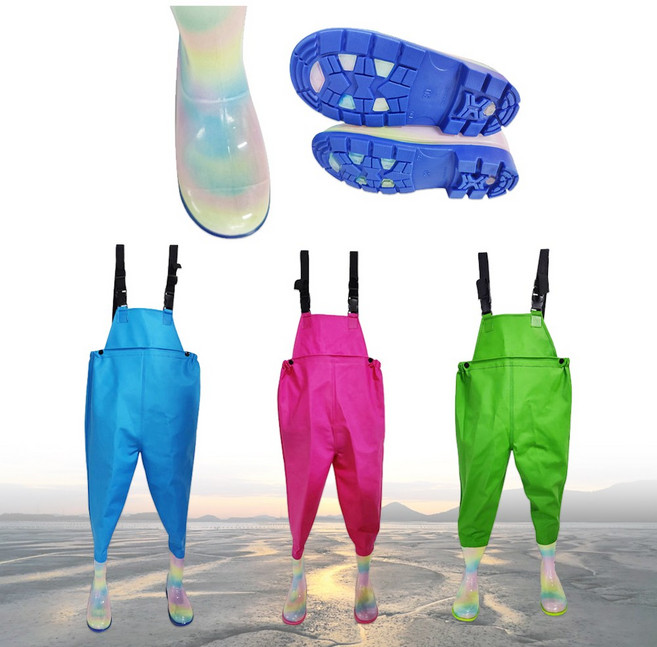 메이툴 어린이 가슴장화 블루 핑크 초록 유아 아동 해루질 갯벌체험 바지 장화 체스타, 200
