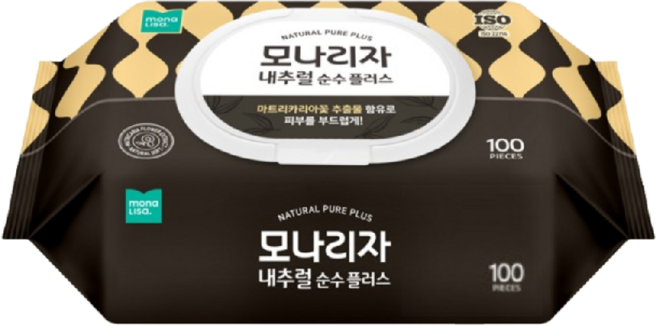 모나리자 내추럴 순수 플러스 물티슈 캡형, 1g, 100매, 20개