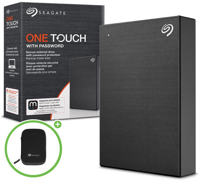 씨게이트 One Touch HDD 데이터복구 외장하드+파우치+암호화 기능+USB케이블, 블랙, 5TB