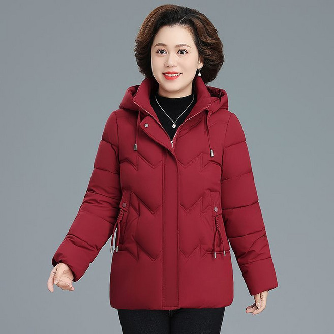 중년 여성 겨울 후드 집업 패딩 루즈핏 도톰 코트 방한 자켓 경량 패딩 엄마 아우터 빅사이즈SYW