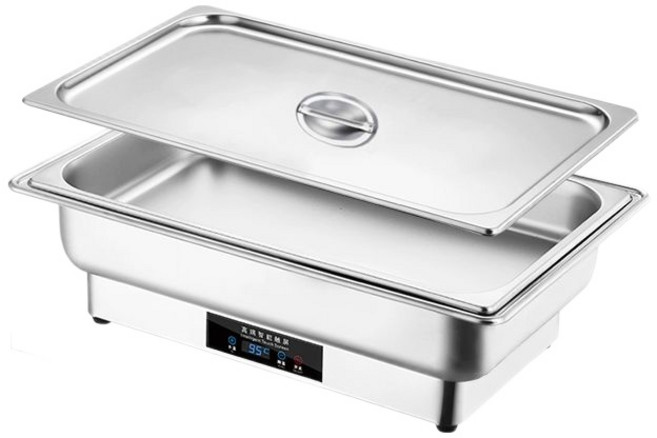 업소용 차핑디쉬 뷔페 보온기 워머 반찬통 스테인리스 레스토랑 사각형, 단일 구획 9L 독립 뚜껑 노브