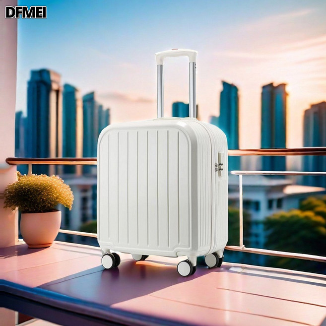 DFMEI 行李箱18寸輕便登機箱拉桿女男萬向輪旅行密碼皮箱子