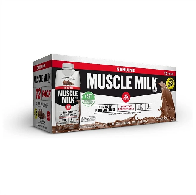 Muscle Milk Genuine Protein Shake Chocolate 머슬 밀크 제뉴언 프로틴 쉐이크 초콜릿 12개입 11oz(3.96L), 1개, 3.96L - 쿠팡