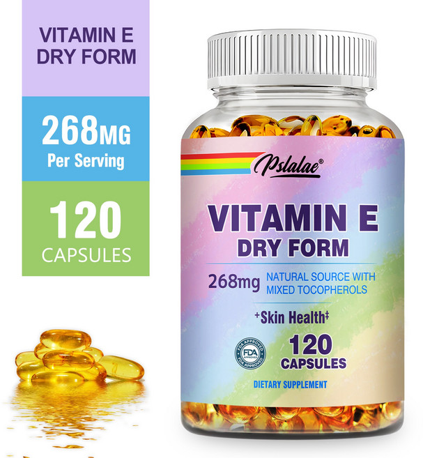 비타민 E - 윤기 있는 얼굴 튼튼한 모발 면역력 강화 여드름 및 주름 개선, 1개, 60정