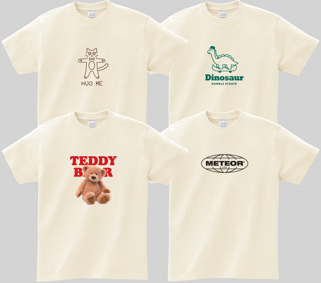 올테고리 프린팅 여성 면 빅사이즈 반팔 티셔츠 아이보리