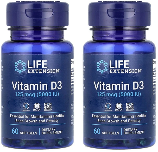 라이프 익스텐션 Life Extension 비타민D3 5000IU 60정 2팩 - 쿠팡