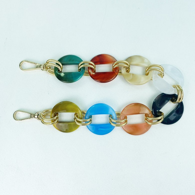 원형 컬러풀 아크릴 가방체인 스트랩 가방끈(약45cm)-컬러랜덤, 1개